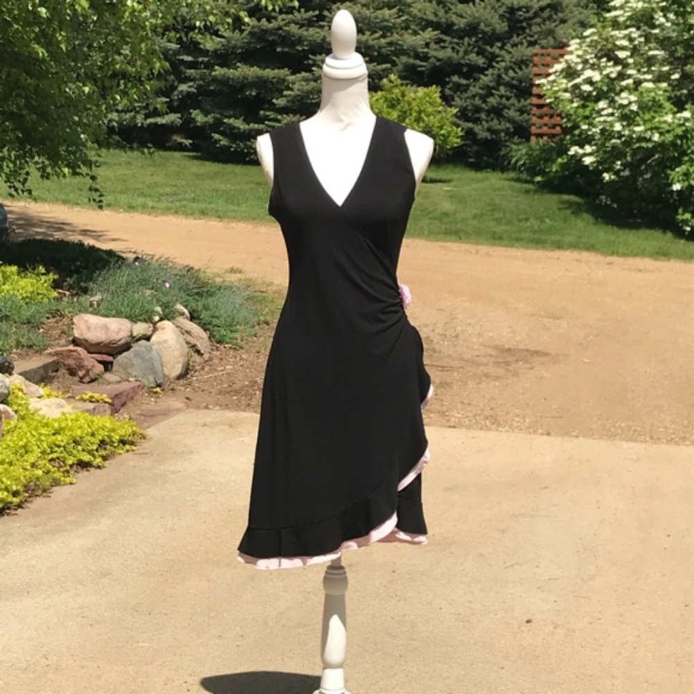 Byer Too Black/Pink Wrap Style Dress (M)